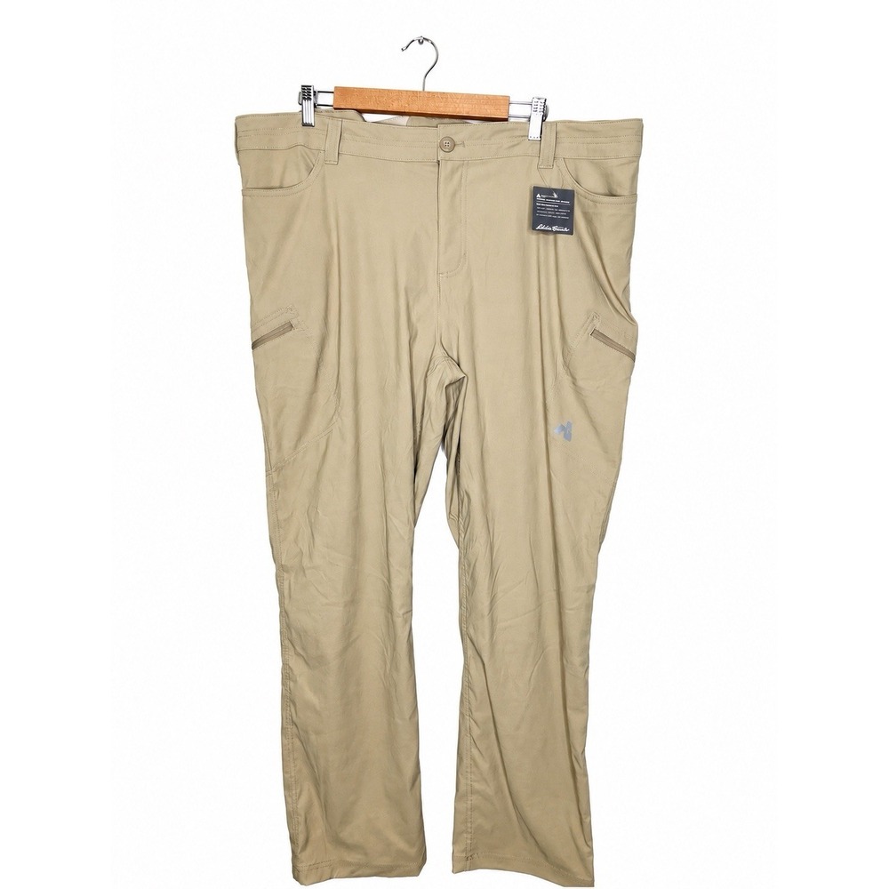 Eddie Bauer Pants Womens Khaki First Ascent Straight Leg Zip Pockets 22W NWT